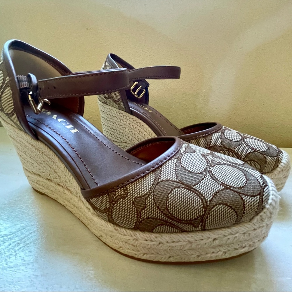 Coach Brown Tan Raine Espadrille Sandals Size 7